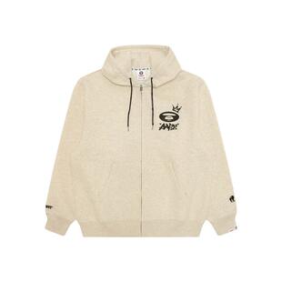 Aape旗舰店男装秋冬猿人字母印花纯色简约薄绒卫衣外套D316XAP