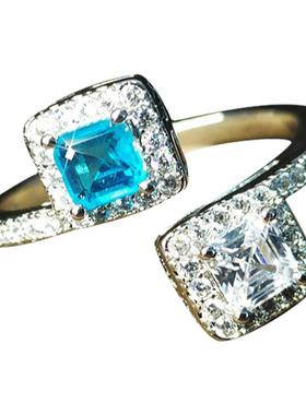 祖母绿轻奢女纯银日韩戒指托帕石