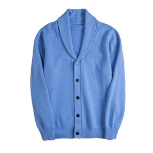 明星同款100%纯羊绒青果领羊绒针织开衫男秋冬加厚男士羊毛毛衣