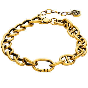 足金印心AB款黄金手链男款猪鼻子古巴女款手饰时尚潮酷黑金男女款