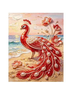 红孔雀2026新款DIY珍珠画手工制作立体客厅钻石画高级装饰品