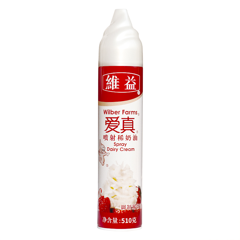 维益爱真喷射奶油510G免打发即食动植物雪顶裱花蛋糕喷罐烘培慕斯