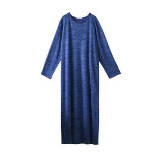 慵懒风小众简约复古宽松修身连衣裙原创早秋款圆领百搭针织长裙女