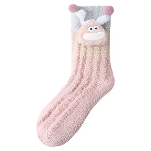 加厚珊瑚绒袜子女秋冬季加绒保暖居家脚套睡眠地板袜冬天长筒长袜