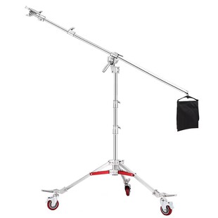 神牛重型滑轮灯架全金属摇臂悬臂顶灯架影棚专用支架大号加粗三脚架不锈钢升降架补光灯地灯架大型影视摄影灯