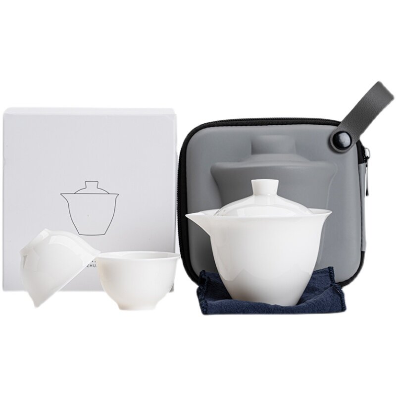 德化手工白瓷盖碗客杯功夫茶具