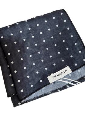 2025新款棉麻感方巾丝巾复古波点