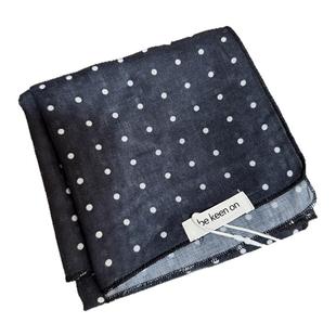 2025新款棉麻感小方巾丝巾波点围巾小清新领巾装饰围巾红色复古