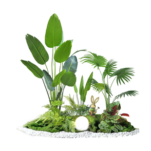 仿真绿植室内楼梯下造景空间转角盆栽假树仿真树景观植物造景装饰