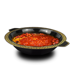 商用龙纹火锅店串串珐琅熟铸铁锅重庆四川鸳鸯子母三格红汤锅专用