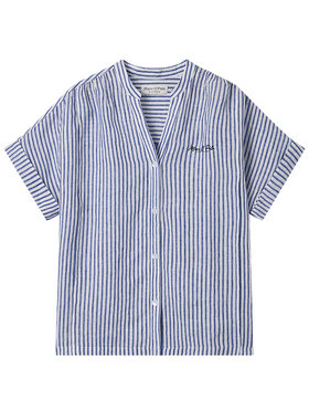 Marc O'Polo简约条纹半开襟衬衫女短袖百搭通勤上衣夏季新品