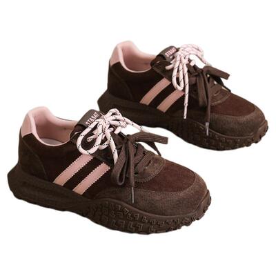 星期六大码41红色德训鞋女春季新款厚底增高运动鞋女士百搭阿甘鞋