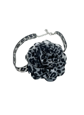 atmshop复古夸张辣妹豹纹立体花朵项圈时髦欧美性感项链choker