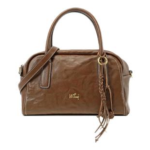 WHY女包明星同款保龄球手提包复古头层皮大容量通勤包单肩斜挎包