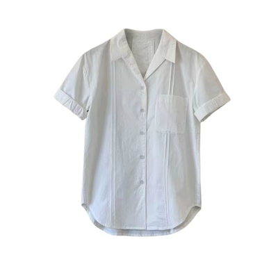 好在自制 日光少年 小个子150进口高支棉短袖法式百搭白衬衫2026