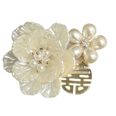 小清新ins风珍珠白色丝带手腕花