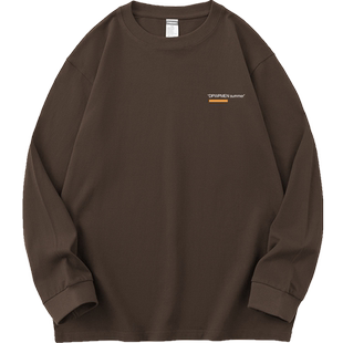 260g重磅纯棉t恤男长袖秋冬宽松印花内搭打底衫美式潮流全棉秋衣