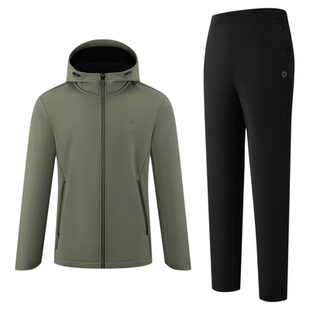 必迈秋冬运动保暖套装【防风保暖软壳衣+抓绒长裤】男女跑步训练