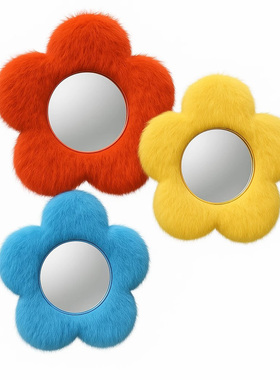 婚礼卡通毛绒镜子花落地摆件