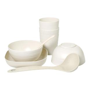 麦秸秆餐具四件套一次性碗杯套装组合骨碟水杯硬塑料火锅家用饭碗