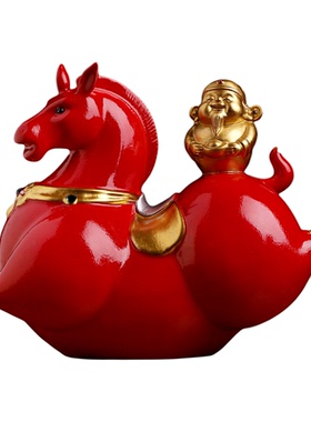 德化陶瓷《立马发财》唐马摆件