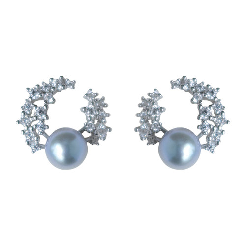 星如雨 天然海水真多麻akoya珍珠耳钉通体925银璀璨精致耳饰 茑居