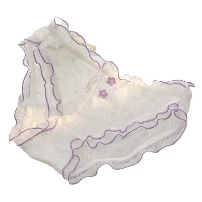 桃花运蕾丝中腰三角裤女士内裤