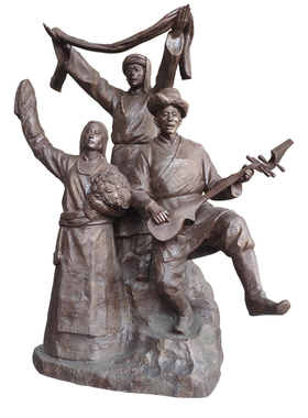 藏族哈达舞蹈歌曲铸铜户外