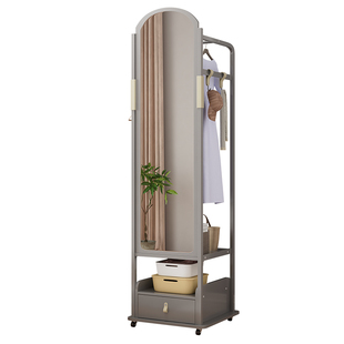 家用轻奢挂衣架穿衣镜一体卧室全身落地镜子储物旋转试衣镜衣帽架