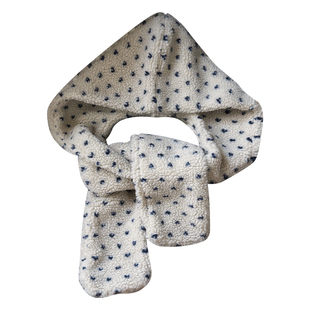 韩系新款ins波点羊羔绒帽子围巾一体包头帽女秋冬季加厚保暖围脖