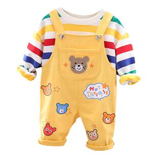 男宝宝春季套装小童53两2一1岁小男孩春装背带裤婴幼儿春款衣服潮