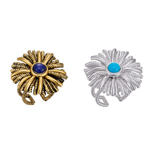 MONSECRET纽扣棕榈戒指个性复古做旧开口戒指艺术高级感2025新款