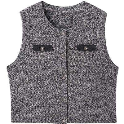 太平鸟女装秋冬复古软糯感花纱针织背心A1EFE414M