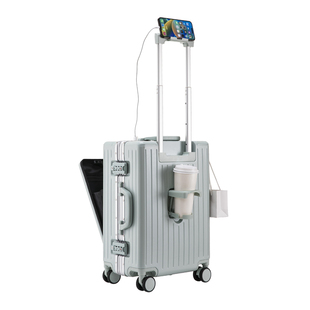 前开盖行李箱女铝框拉杆箱商务20寸登机小型电脑密码箱男24旅行箱