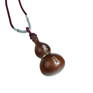 老桃木镶嵌纯银小葫芦项链可打开装朱砂小药丸葫芦道家护佑饰品