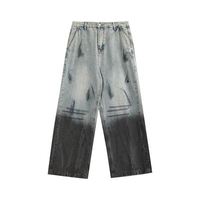 it5cm美式潮牌渐变阔腿牛仔裤