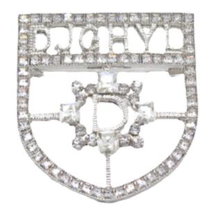 字母镶钻胸针高档女设计感小众别针秋冬时尚盾牌徽章西服配饰潮