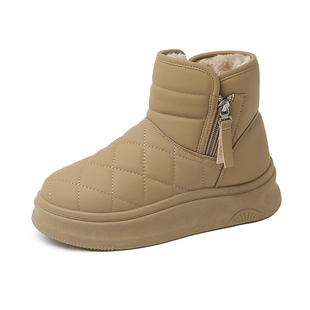 哈尔滨真皮厚底雪地靴女款2025新款冬季加绒加厚防水防滑保暖棉鞋