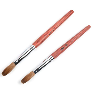 美甲貂毛水晶笔厚毛延长甲刷沾水晶液貂毛大号卷曲刷红木杆扑粉刷