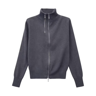 双拉链立领针织开衫女秋冬2025新款韩系宽松时尚减龄毛衣外套上衣