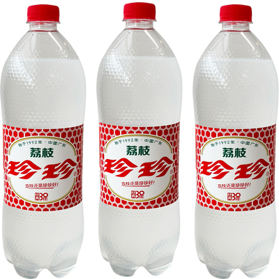 珍珍荔枝味汽水330ml/1L装0脂6瓶80东北碳酸饮料怀旧整箱大瓶罐装