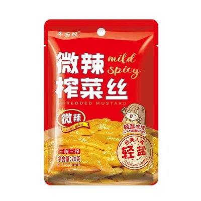 涪陵平西坝鲜脆榨菜丝70克整箱