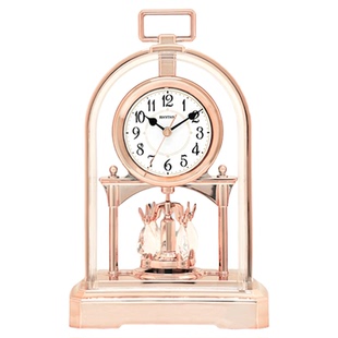 RHYTHM丽声进口座钟客厅欧式台钟静音艺术桌面时钟家用摆放式钟表