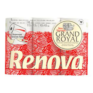 Renova皇冠卷纸有芯4层卫生纸巾面巾纸家用实惠装厕所餐巾卫生纸