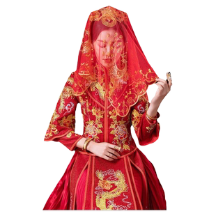 新款红盖头新娘中式婚礼结婚2023秀禾服凤冠霞帔汉服出嫁红色头纱