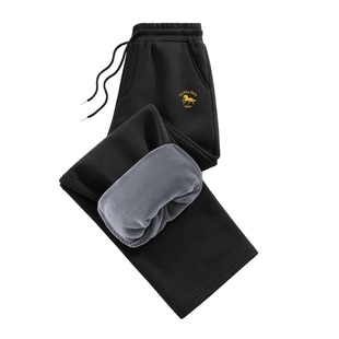 班尼路休闲裤男款冬季加绒加厚防寒阔腿裤青少年保暖运动卫裤LF