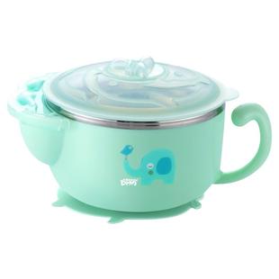 小豆苗 萌猫系列 婴儿辅食注水碗带吸盘可爱创意卡通不锈钢宝宝碗