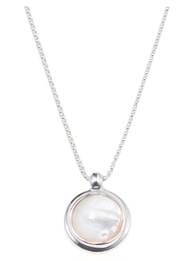 Céleste流光圆月白贝母吊坠项链