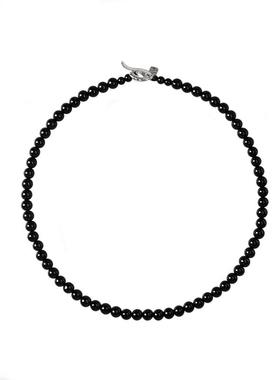 天然黑玛瑙项链女纯银