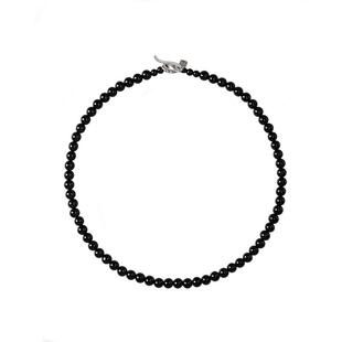 天然黑玛瑙项链女2025新款爆款轻奢小众纯银毛衣链颈链锁骨链银饰